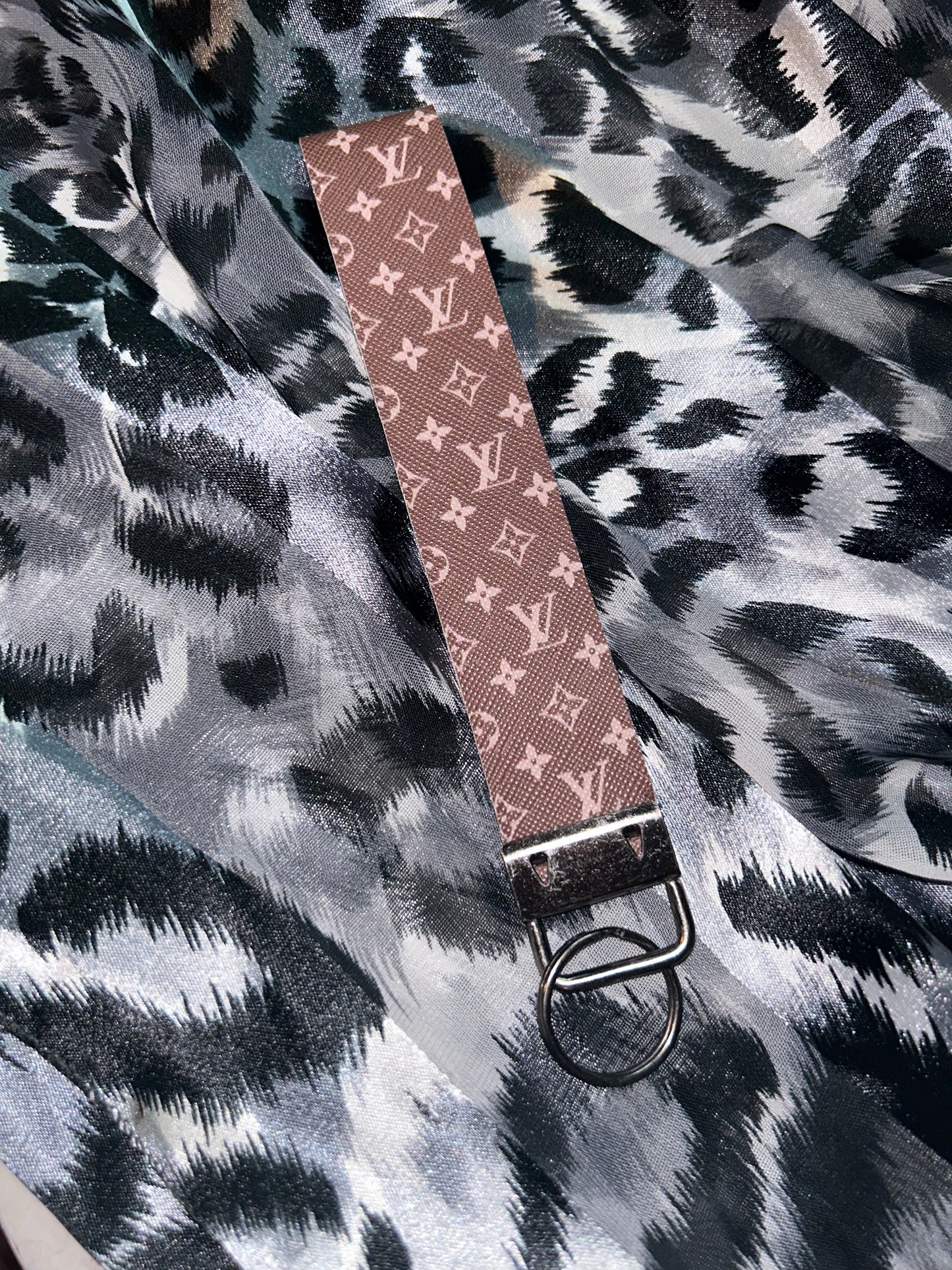 Brown Lv inspired wristlet