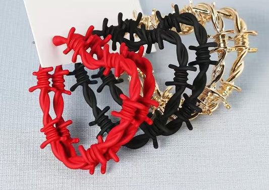 Black  Karol G Barbwire Heart Earrings