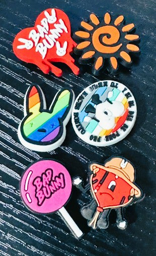 Inspired Bad Bunny CROC CHARMS  6 PC PCK