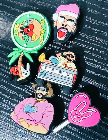 Inspired Bad Bunny CROC CHARMS  6 PC PCK
