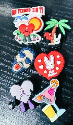 Inspired Bad Bunny CROC CHARMS  6 PC PCK