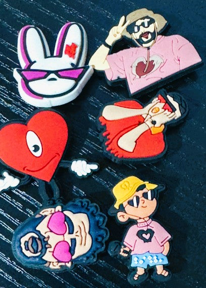 Inspired Bad Bunny CROC CHARMS  6 PC PCK