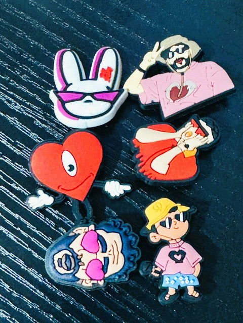 Inspired Bad Bunny CROC CHARMS  6 PC PCK
