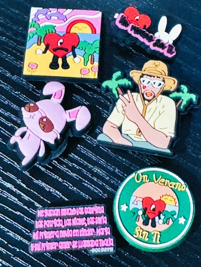 Inspired Bad Bunny CROC CHARMS  6 PC PCK