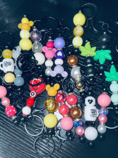 randon key chains  colorful focal beads